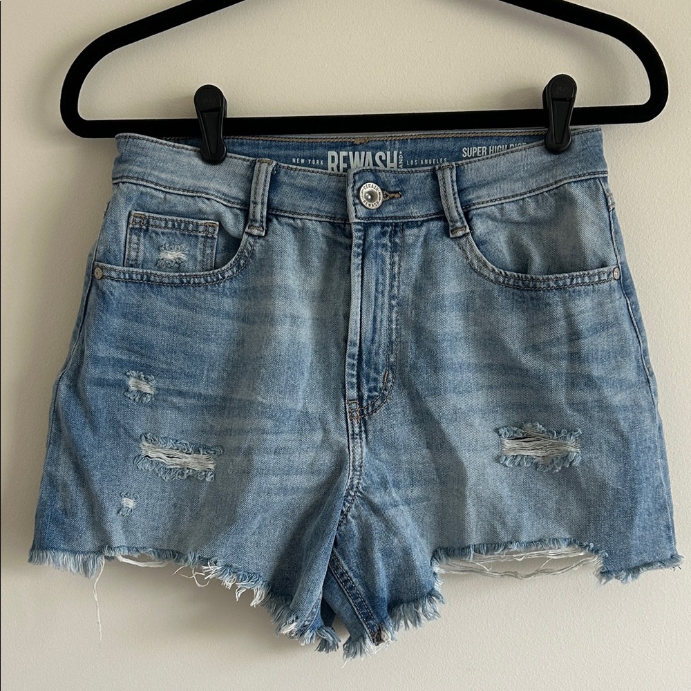 Rewash Super High Rise Vintage Reunion Women's Blue Denim Shorts 7/28